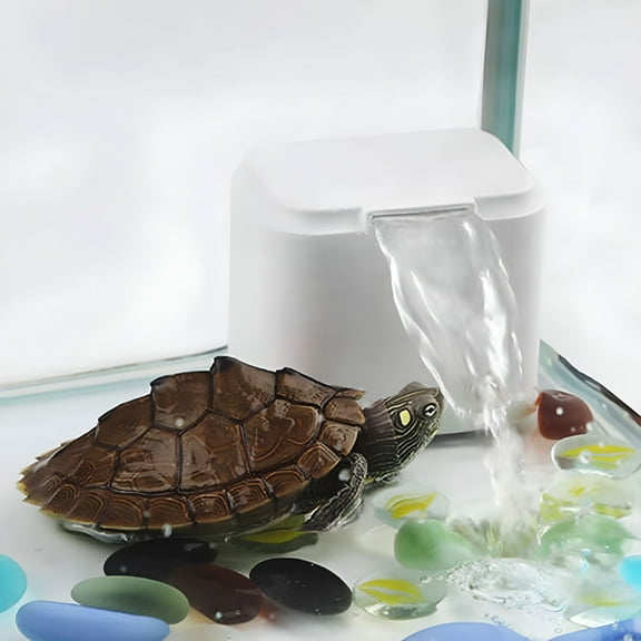 ACDANC Turtle Tank Filter with Waterfall, Low Water Level Bio-Filtration Pump for Small Aquariums, Shrimp, Frog, Crab, Adjustable Quiet Water Cleaner for Reptile Terrarium