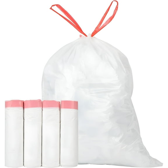 ACDANC Ultra Thick Heavy Duty Plastic 8 Gallon Drawstring Trash Bags Large 60 Count White Leak Proof Garbage Bags for Tall Kitchen Home Office Outdoor
