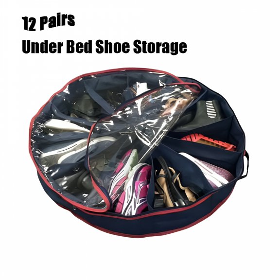 ACDANC Under the Bed Shoe Organizer Round Fits 12 Pairs Boots for Underbed Storage