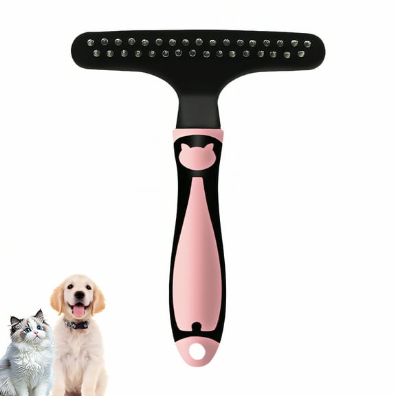 ACDANC Undercoat Rake for Dogs,Comfortable Feel Cat Brush,Stainless Steel Dog Brush,Pink