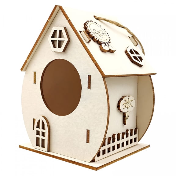 ACDANC Unfinished Wooden Birdhouse Kit, DIY Paintable Bird House for Kids, Rustic Log Bird Nesting Box with Hanging Rope, Outdoor Garden Yard Decor Craft Project