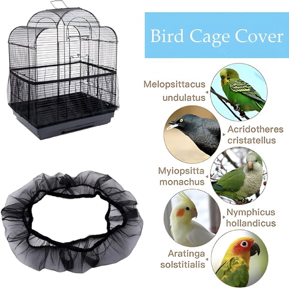 ACDANC Universal Bird Cage Seed Catcher,Seed Catcher Guard Net Cover,Parrot Nylon Mesh Net Cover,Soft Airy Cage Net Stretchy Skirt for Round Square Cages