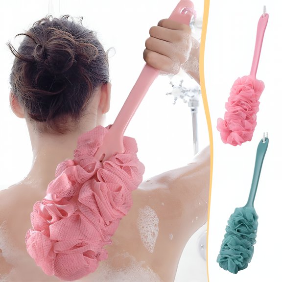 ACDANC Upgraded Back Scrubber for Shower,Anti-Slip Long Handle Bath Sponge Shower Brush,Soft Nylon Mesh Back Cleaner Washer,Loofah on a Stick Body Brush for Women&Men 16" B