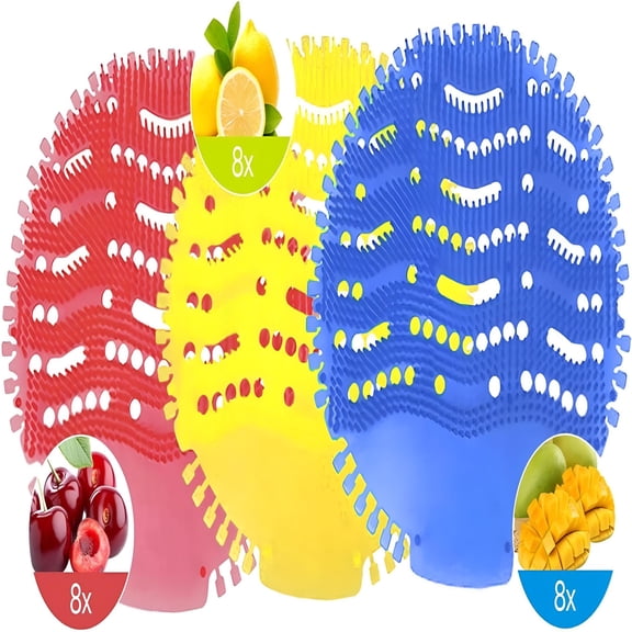 ACDANC Urinal Screen Deodorizer,6 Packs Urinal Cakes Bulk Scented Anti-Splash Urinal Mats Deodorizer Fresh Pads for Toilet,Bathroom,Offices,Schools,Restaurants,Hotels (Lemon/Mango/Cherry)