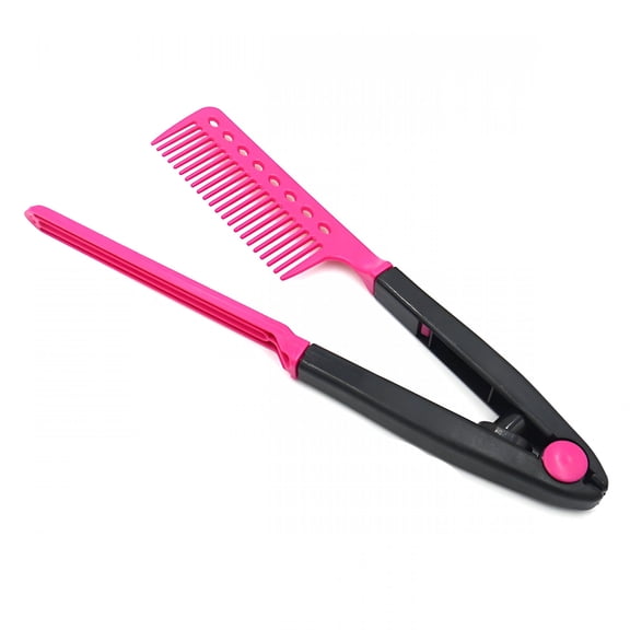 ACDANC V Shape Folding Hairbrush Hair Straightener Comb Salon Hairdresser Barber Hair Cutting Comb Hair Brush Styling Tool (Red)