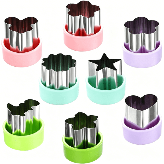 ACDANC Vegetable Cutter Shapes Set (8 Pack) 1.5" Stainless Steel Mini Cookie & Fruit Cutters for Kids,Bento Lunch,Sandwich,Fondant,Cheese,Baking & Food Prep