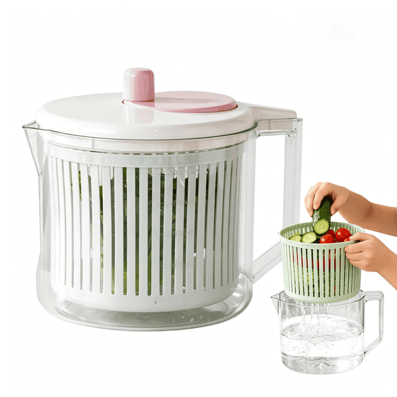 ACDANC Vegetable Spinner,Manual Vegetable Washing Draining Bowl,Lettuce Washer Spinner - for Home Apartment Camping Picnic Meal Prep Kitchen Dorm Rv Salad Spinner
