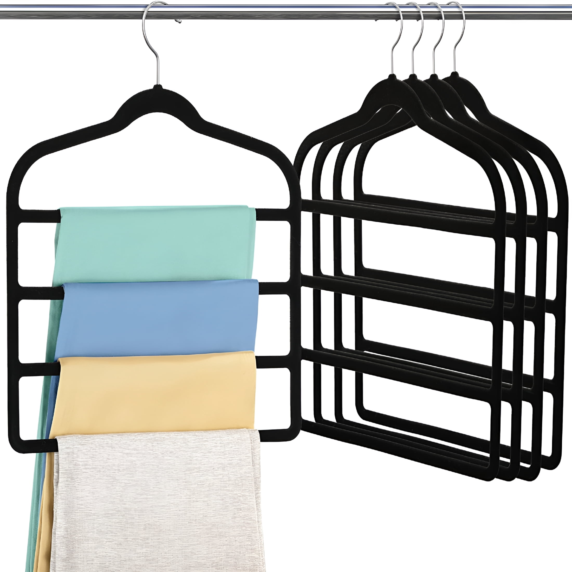 ACDANC Velvet Hangers,Non-Slip Black Velvet Pants Hangers,Black Hangers Velvet,5 Pack
