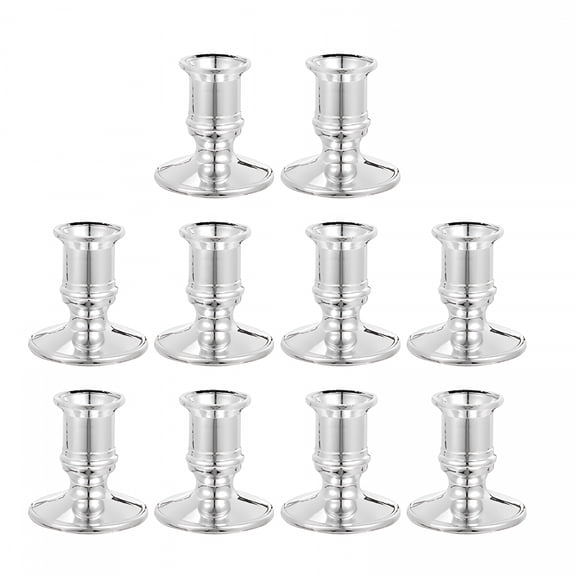 ACDANC Plastic Candle Stand 20Pcs Vintage Plastic Candlestick Stands Taper Candle Holders Silver(2.36X2.28X2.28Inches)