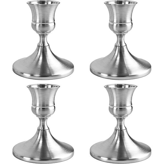 ACDANC Vintage Silver Taper Candle Holders Set of 4,Metal Candlestick Holders Elegant Handcrafted Dcor for Weddings,Dining & Meditation,Table Centerpiece,Party,Christmas Decoration or Home Decor