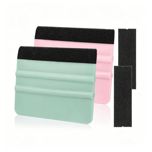 ACDANC Vinyl Squeegee, 4 Inch, Teal and Pink, 2 Pcs | Extra 2 Felt Replacements, Car Wrap, Craft Sign Making, Diy Crafting, Window Tint Plastic Scraper