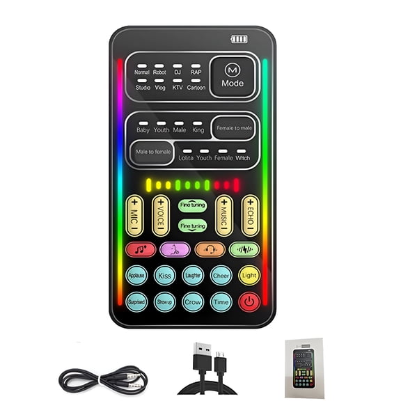 ACDANC Voice Changer Handheld Microphone - Live Sound Card with Voice Effects - Audio Mixer for PC, iOS, Android - Plug & Play for Gaming, Streaming, TikTok & Vocal Recording