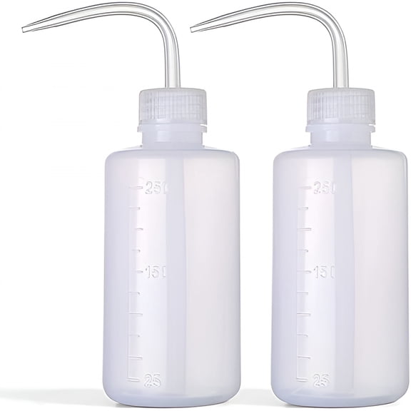 ACDANC Wash Bottle 2pcs 250ml/8oz Safety Bottles Watering Tools,Economy Plastic Squeeze with Narrow Mouth Scale Labels for Medical Succulent Cleaning Washing