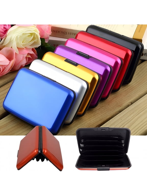 Waterproof 6 Slots RFID Blocking Credit Card Protector Aluminum ID Case Hard Shell Business Card Holder Metal Wallet for Men or Women