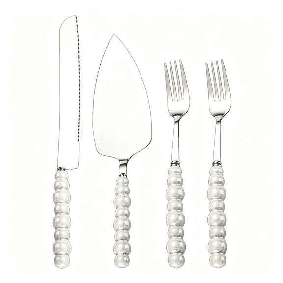 ACDANC Wedding Cake Knife and Server Set with Pearl Handle - Stainless Steel Pie Cutter, Elegant Ceramic Gift for Bride Engagement, Bridal Shower, Couples Wedding Wedding Cake Cutting Set