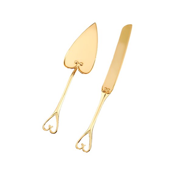 ACDANC Wedding Cake Knife and Server Set, Gold Engraved Heart Design