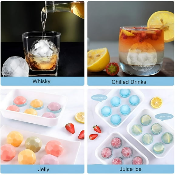 ACDANC Whiskey Ice Mold Round Ice Ball Maker Mold Clear Reusable with Lid for Freezer Bartender Whisky Round Ice Cube Tray Reusable for Making Spherical Iceball Rocks