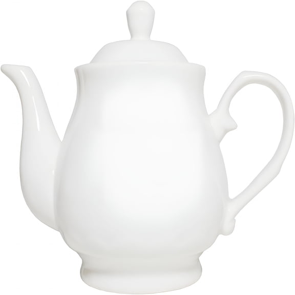 ACDANC White Porcelain Teapot,Small Lotus Tea Pot Coffee Tea Water Pot Vintage Ceramic Gooseneck Kettle (14Oz)