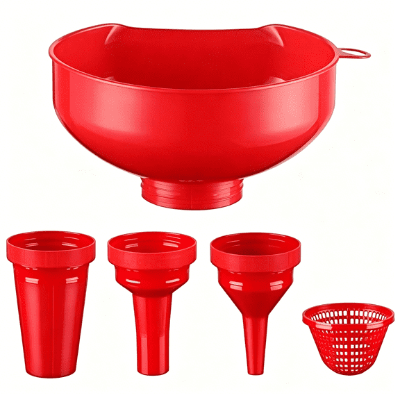 ACDANC Wide Mouth Funnels for Kitchen Use, Versatile Food Grade Funnels for Filling Bottles, Plastic Cooking Funnel Set with Strainer, Large Long Neck Funnel for Canning, Mason Jar, Shampoo