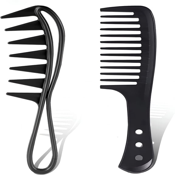 ACDANC Wide Tooth Comb, 2 Packs Large Curl Comb for Long Wet and Curly Wavy Hair, Shark Tooth Wig Combs for Men and Women, Heat Resistant & Anti-Static Styling Comb