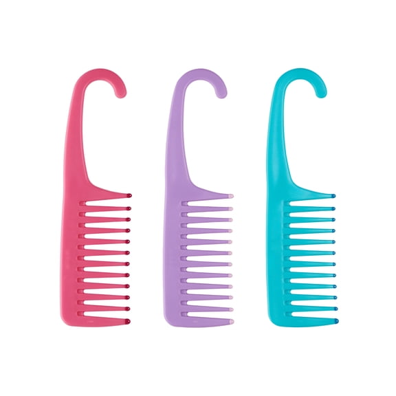 ACDANC Wide-Tooth Shower Comb with Hook Handle, Detangles Distributes Conditioner Wide Tooth Comb for Curly Hair