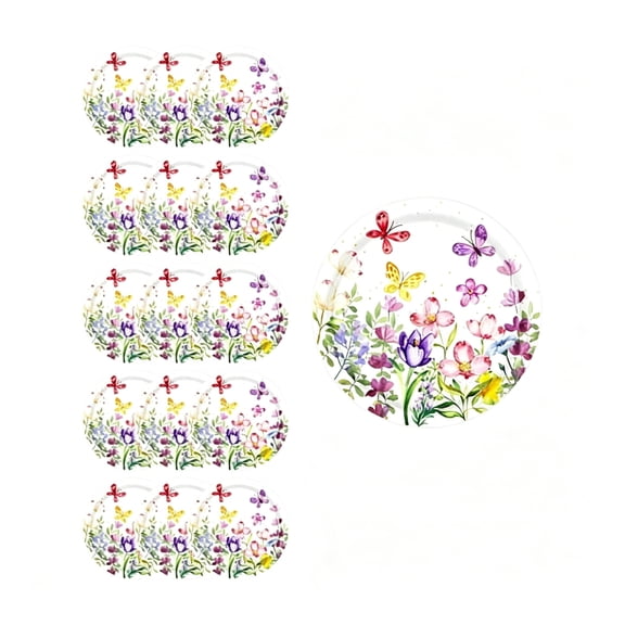 ACDANC Wildflower Party Paper PlatesDisposable Floral Cake Dessert Plates for Spring Summer Picnic Wedding Baby Shower Birthday Tea Party