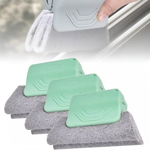 ACDANC Window Track Cleaner,Handheld Cleaning Brush Set,for Window Slides Grooves,Tile Grout Lines,Shutter Slats,Car Ac Vents & Narrow Gaps (Green 3Pcs)