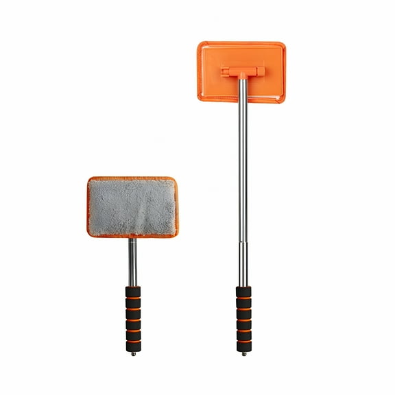 ACDANC Windshield Cleaner Tool with Extendable Handle, Car Glass Cleaning Kit with Reusable Microfiber Pad for Defogging and Streak-Free Interior Window Care