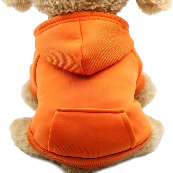 ACDANC Winter Dog Hoodie Sweaters with Pockets Warm Dog Clothes for Small Dogs Chihuahua Coat Clothing Puppy Cat Costume (Orange, XS)