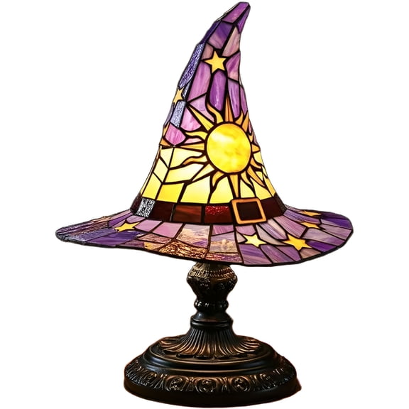 ACDANC Witch Hat Lamps,20cm Decorative Witch Hat Night Light,Halloween Decor,Gothic Home Accent,Warm Glow LED Lamp for Witchy&Fantasy Enthusiasts,Gift for Halloween Lovers (Purple)