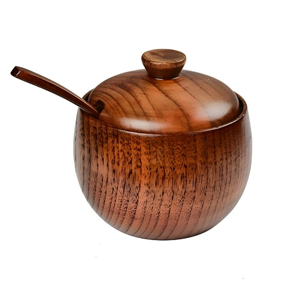 ACDANC Wood Salt Box,Natural Wooden Cellar Box,Sugar Bowl,Pepper Box,Seasoning Container,Storage Box with Lid,Kitchen tool