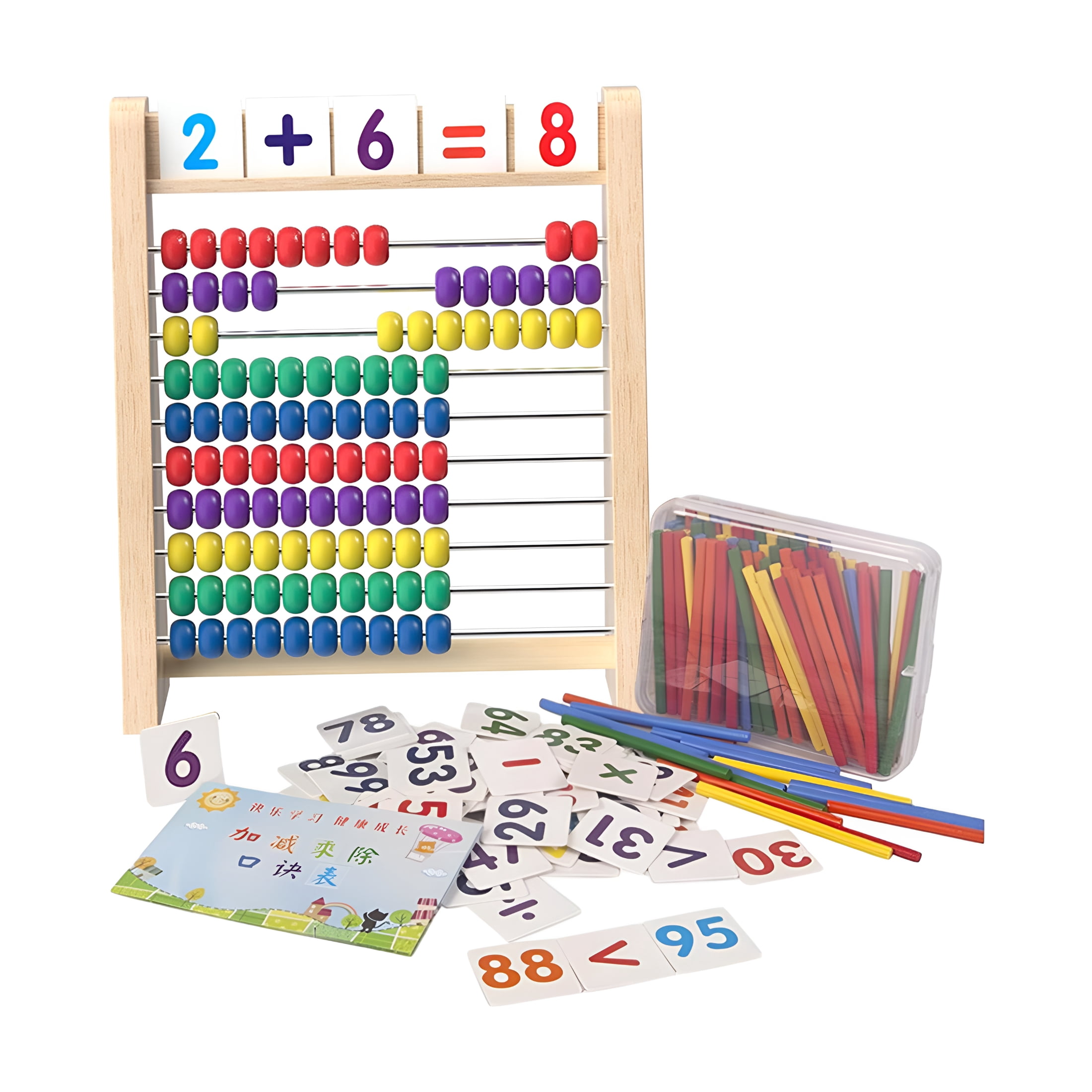 ACDANC Wooden Abacus for Kids Math 10 Row Counting Frames Toy for Early ...