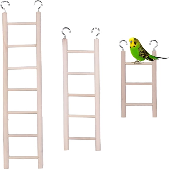 ACDANC Wooden Bird Ladder for Cage, Bird Parrot Step Ladders Toys, Cage Hanging Pet Cage Ladders Climbing Ladder for Parakeets, Parrots, Cockatoo, Lovebirds, 8 Steps (14.17inch)