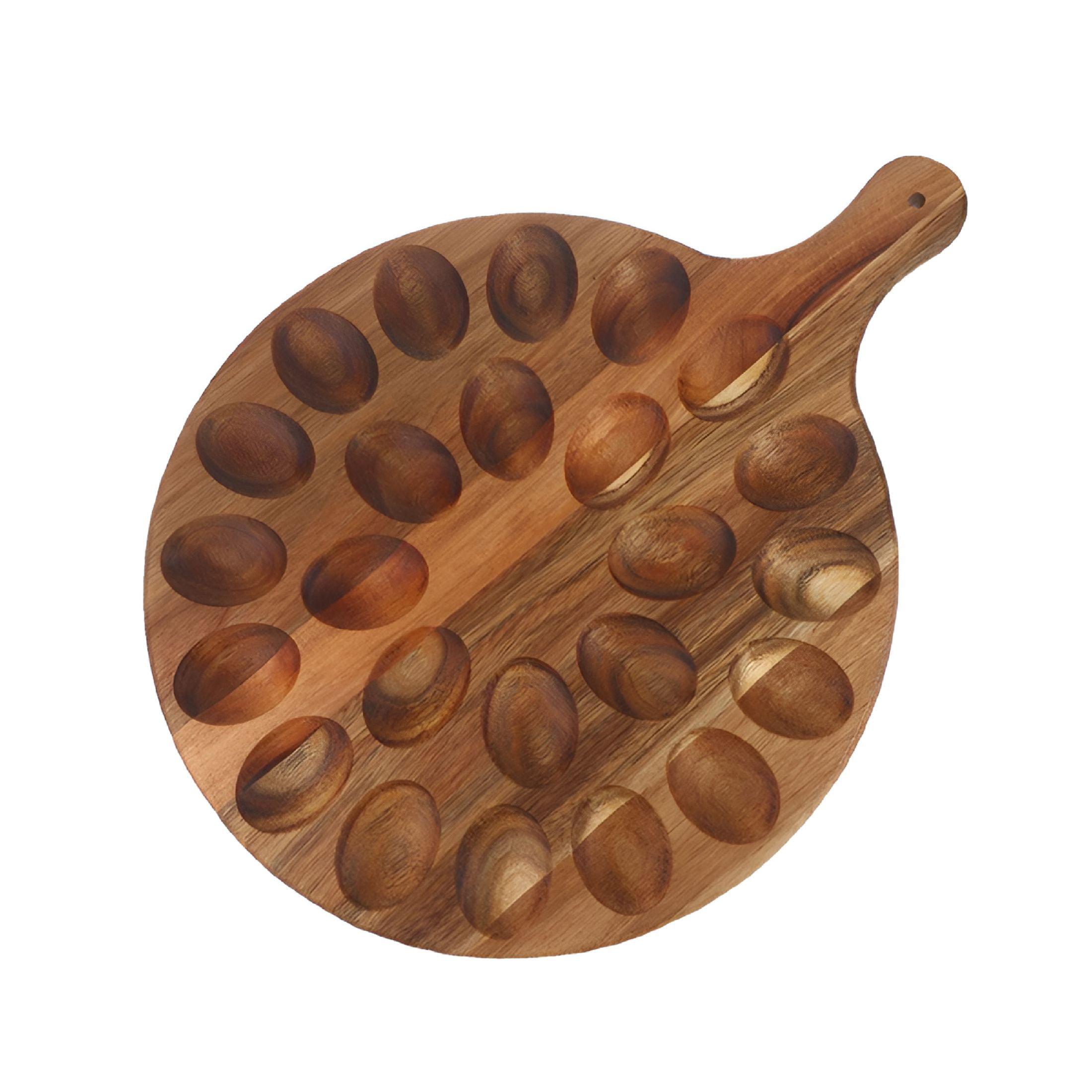ACDANC Wooden Deviled Egg Platter Multi-holes Deviled Egg Tray Wood Double Side Dessert Plate