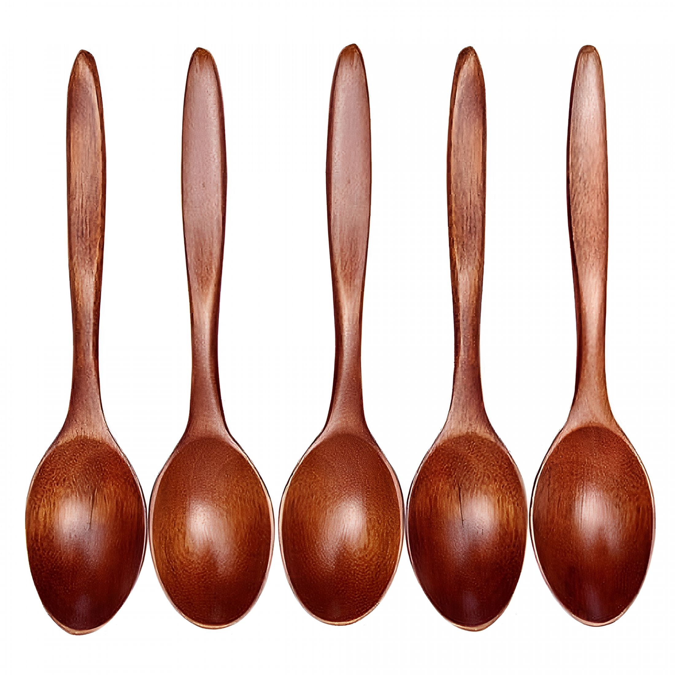 ACDANC Wooden Spoons,5 Pieces 7 Inch Wood Soup Spoons for Eating Mixing ...
