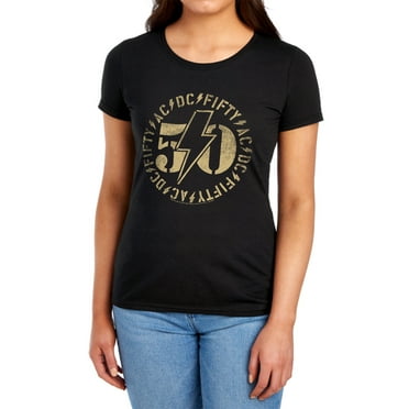 ACDC 50 Logo Women's T Shirt, Black, 2X-Large