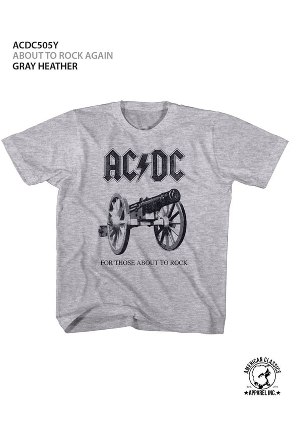ACDC ABOUT TO ROCK AGAIN 4T T-shirt Gray Heather Child Boy's Girl's Short Sleeve T-shirt
