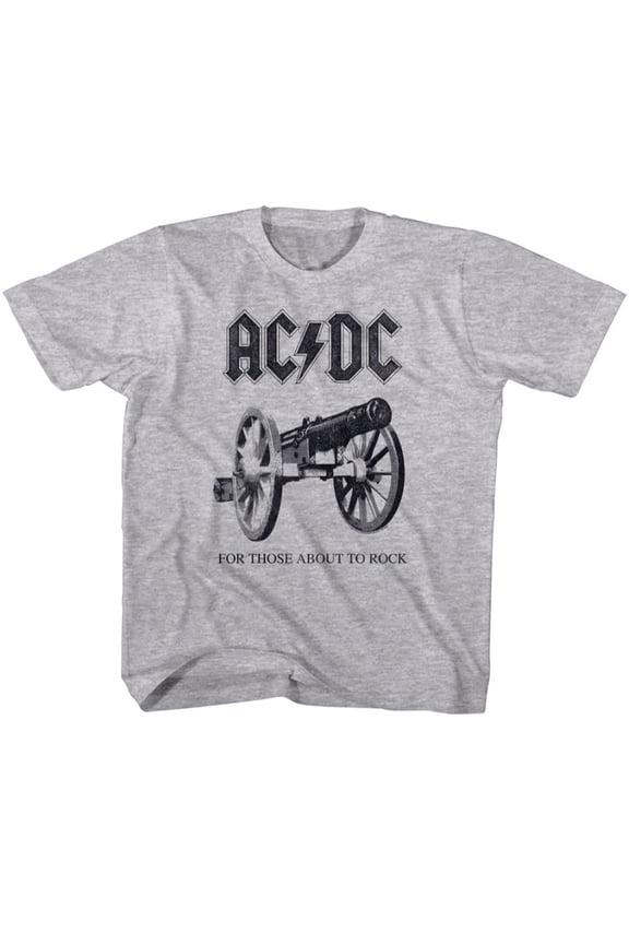 ACDC-ABOUT TO ROCK AGAIN-GRAY HEATHER YOUTH S/S TSHIRT-L (14-16)