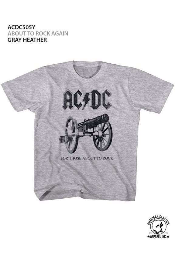 ABOUT TO ROCK AGAIN XL T-shirt Gray Heather Child Boy's Girl's Short Sleeve T-shirt