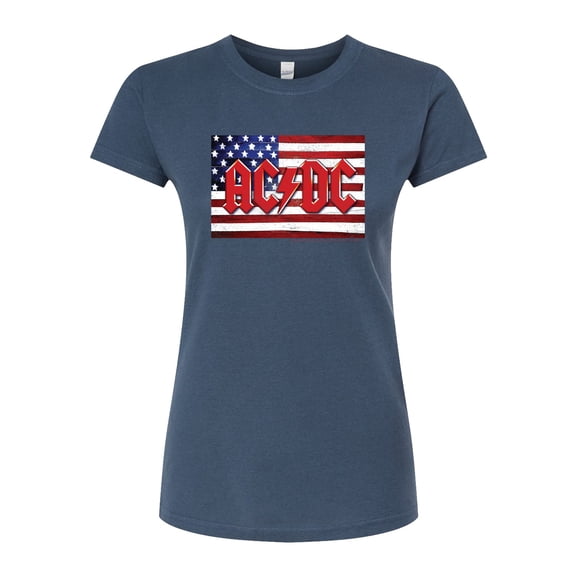 ACDC - American Flag Logo - Juniors Fitted Graphic T-Shirt