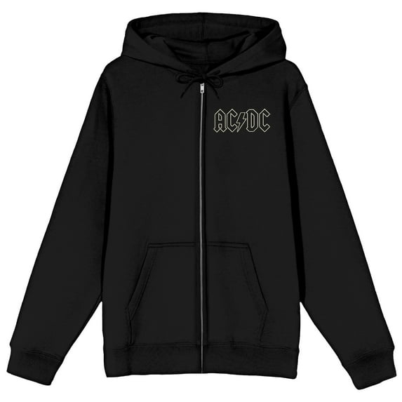 ACDC American Flag Men's Black Zippered Hoodie-L