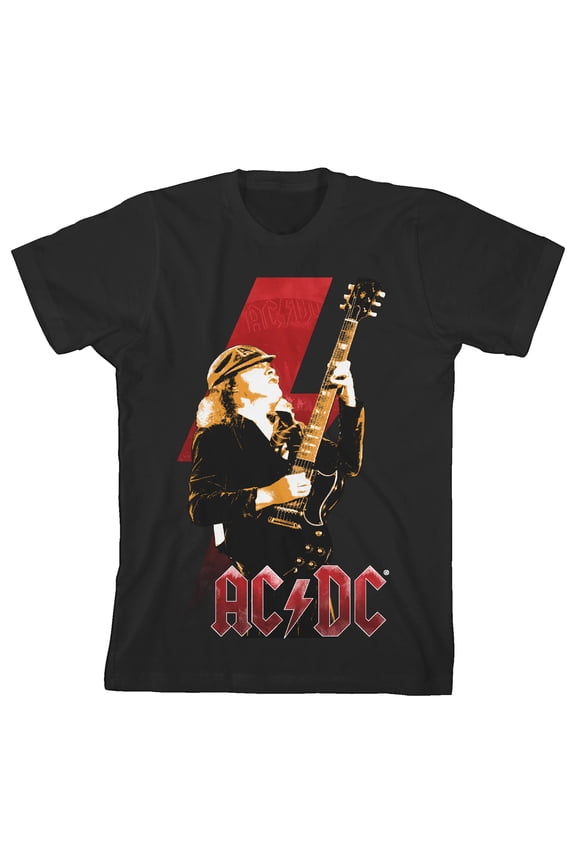 ACDC Angus Young Limited Color Youth Black Short Sleeve Crew Neck Tee-Small