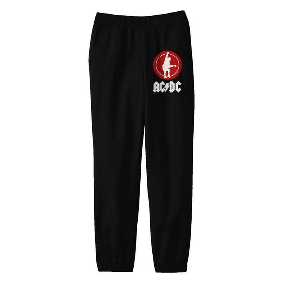 ACDC Angus Young Silhouette with Logo Youth Black Graphic Sweats-Medium