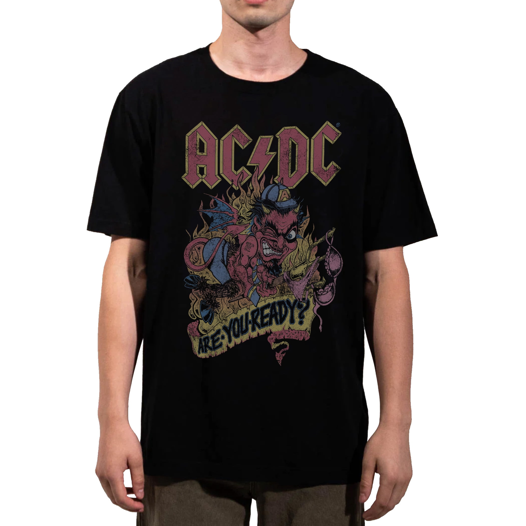 ACDC Are You Ready Adult Black Heavyweight Oversized T-shirt