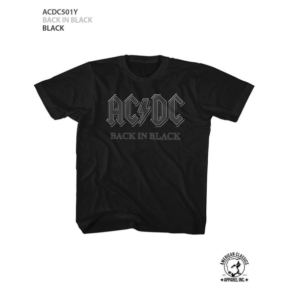ACDC BACK IN BLACK 2T Cotton T-shirt Black Child Boy's Girl's Short Sleeve T-shirt