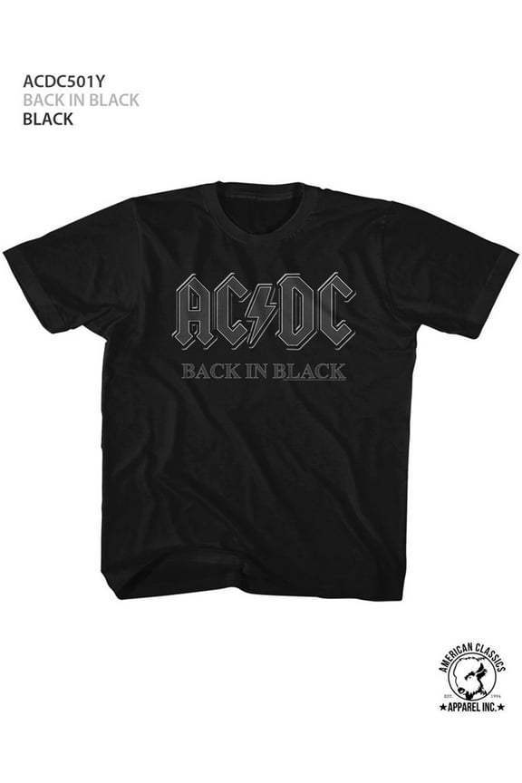 BACK IN BLACK 3T Cotton T-shirt Black Child Boy's Girl's Short Sleeve T-shirt