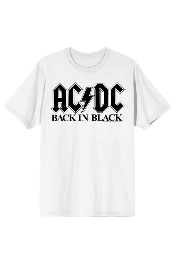ACDC Back In Black Crew Neck Short Sleeve Women's White T-shirt-Small