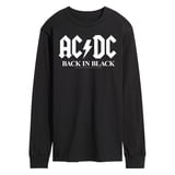ACDC Men's Long Sleeve T-Shirt, Back In Black Graphic Tee, Cotton Blend ...