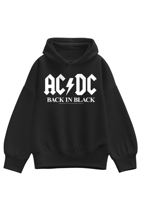 ACDC - Back In Black - Women's Oversized Fleece Hoodie Sweatshirt
