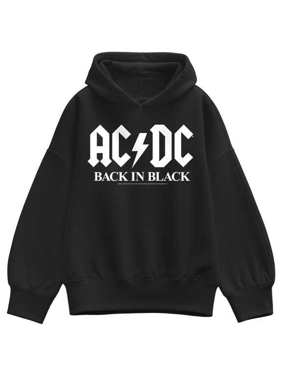 ACDC - Back In Black Women's Oversized Fleece Hoodie Sweatshirt